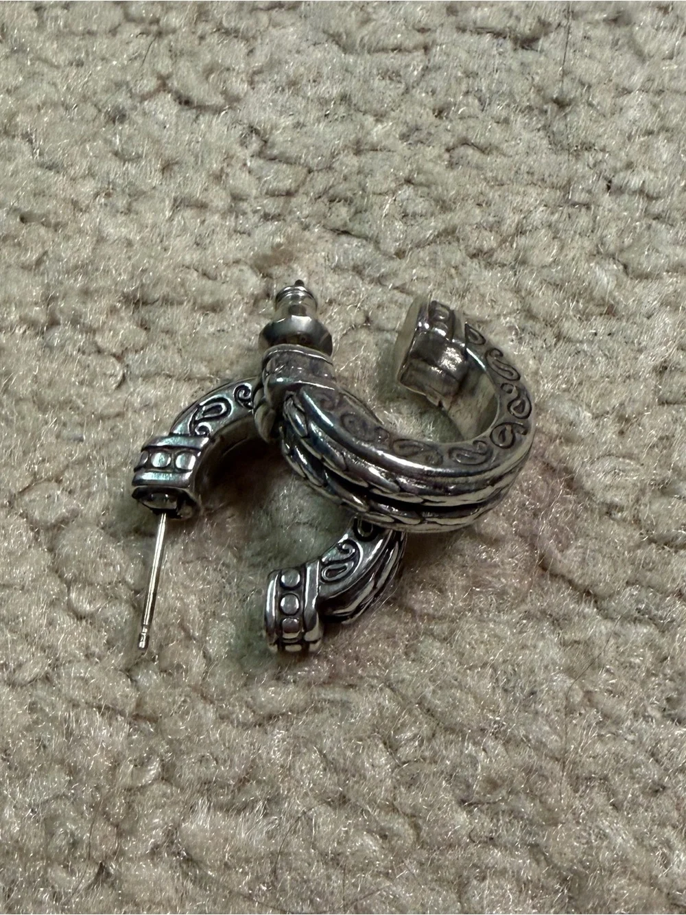 Women’s Brighton Sterling Silver Plated Etched Textured Hoop Earrings